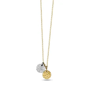 0.19ctw Round Brilliant Natural Diamond Double Medallion Pendant Necklace in 14k Two-tone Gold