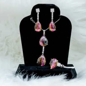 10K White Gold Diamond Water Drop Jewelry Set / 29gr