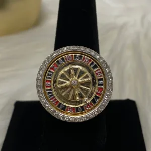 10K Yellow Gold Diamond Casino Roulette Ring 0.82Ct Dia / 24.4gr / Size 11.5