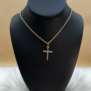 10K Yellow Gold Diamond Cross Jewelry Set / 9.8gr