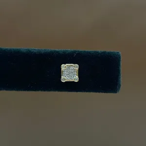 10K Yellow Gold Diamond Square Stud Earrings 0.16Ct Dia / 0.95gr