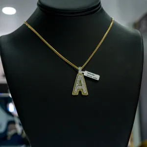 10K Yellow Gold Letter A Pendant With Diamond 0.94Ct / 5.3gr