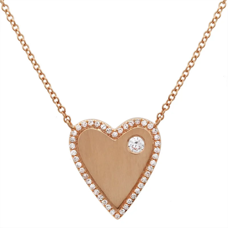 14k Rose Gold Diamond Heart Necklace