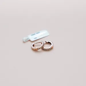 14K Rose Gold Diamond Hoop Earrings 0.22Ct / 1.4gr