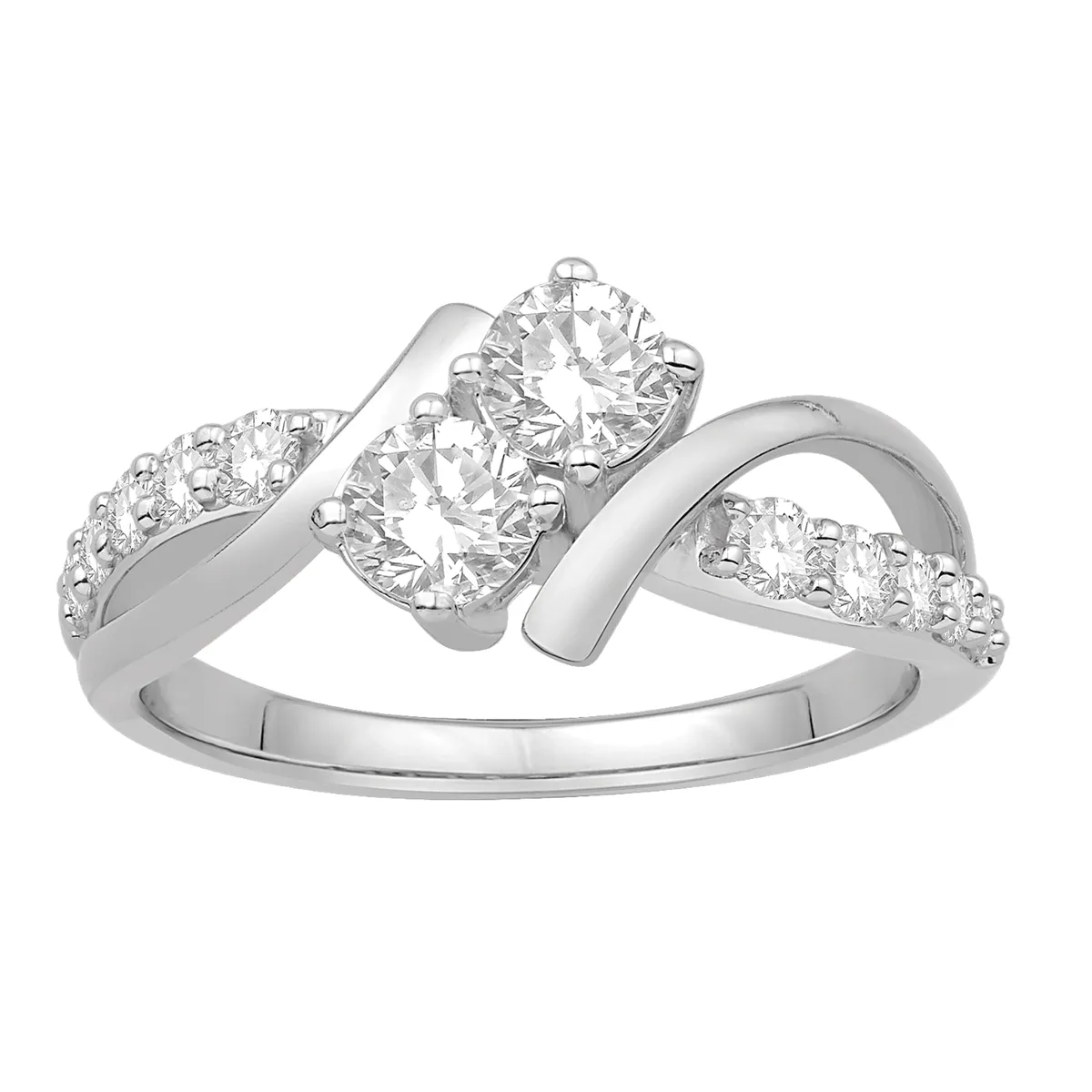 14K White Gold 2-stone Diamond Ring