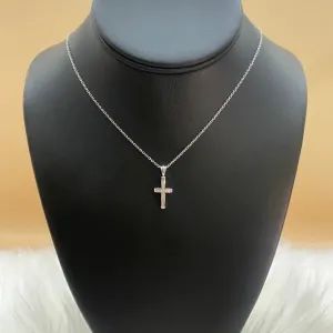 14K White Gold Cross Jewelry Set With Diamond / 3.2gr