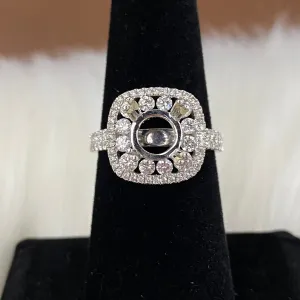 14K White Gold Diamond Fashion Wedding Setting No Stone Engagement Ring 1.50Ct/2.5Moissa / 6.2gr / Size 6