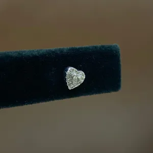 14K White Gold Diamond Heart Stud Earrings 0.18Ct Dia / 1.44gr