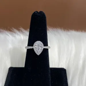 14K White Gold Diamond Luxury Engagement Ring Ct Dia / 2.8gr / Size 6.5