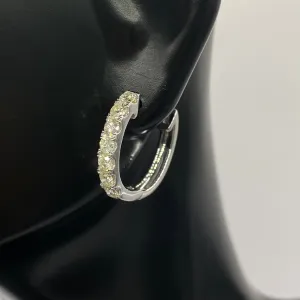 14K White Gold Diamond Luxury Hoop Earrings 1.06Ct / 3.9gr