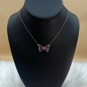 14K Yellow Gold Butterfly Jewelry Set With Diamond / 3.3gr