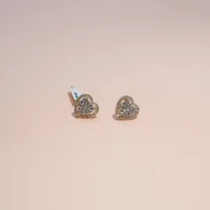 14K Yellow Gold Diamond Haert Stud Earrings / 2.9gr