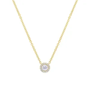 14K Yellow Gold Diamond Halo Necklace