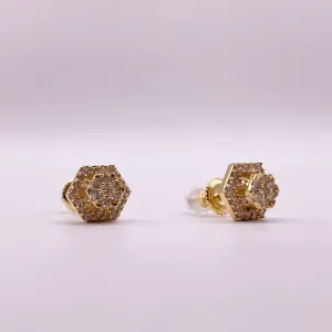 14K Yellow Gold Diamond Luxury Stud Earrings 0.38Ct / 1.6gr