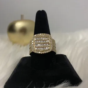 14K Yellow Gold Diamond Square Luxury Ring 2.28Ct Dia / 16gr / Size 10.5