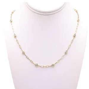 14k Yellow Gold Diamonds By The Yard Paperclip Necklace