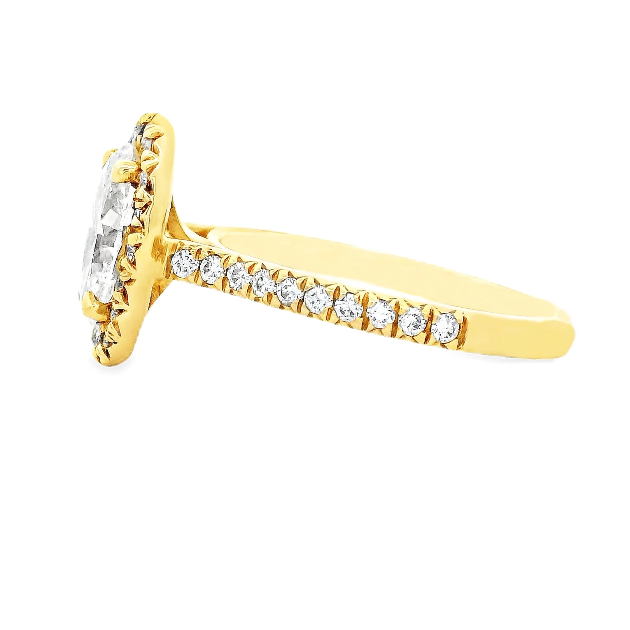 1.88ct 18k Yellow Gold Oval Cut Diamond Halo Engagement Ring