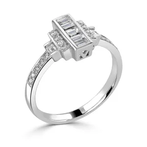 18ct White Gold 0.46ct Baguette And Round Brilliant Cut Diamond Fancy Ring