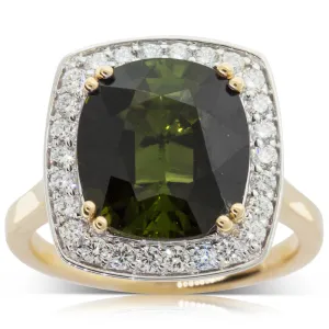 18ct Yellow & White Gold Tourmaline & Diamond Dress Ring