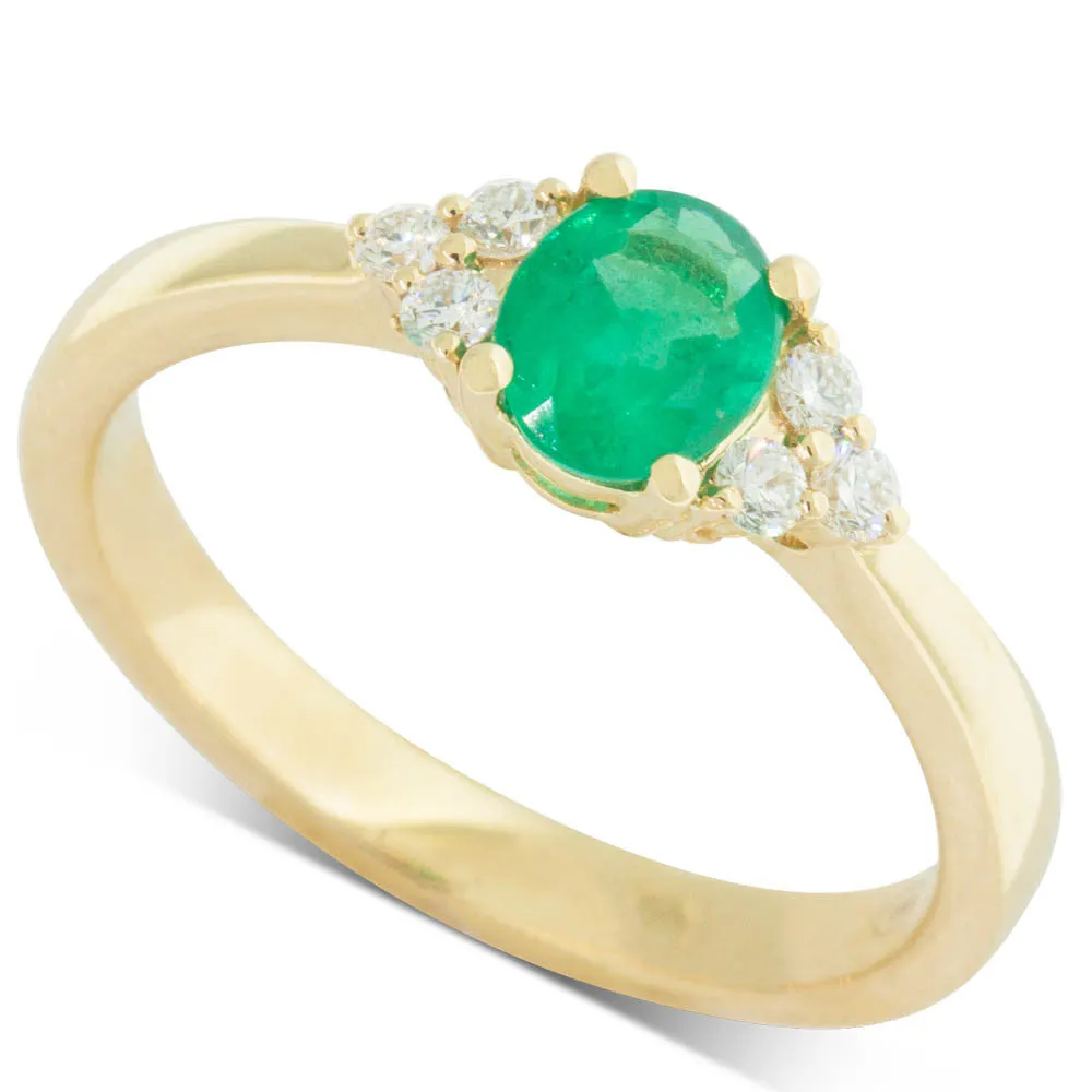 18ct Yellow Gold Emerald And Diamond Ring