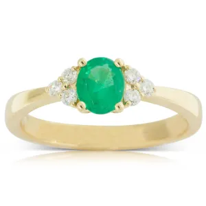 18ct Yellow Gold Emerald And Diamond Ring