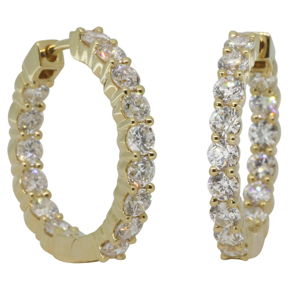 18ct Yellow Gold Round Brilliant Diamond Hoops