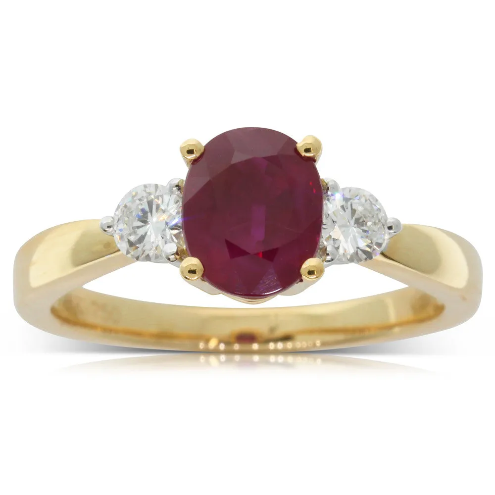 18ct Yellow Gold Ruby And Diamond Ring