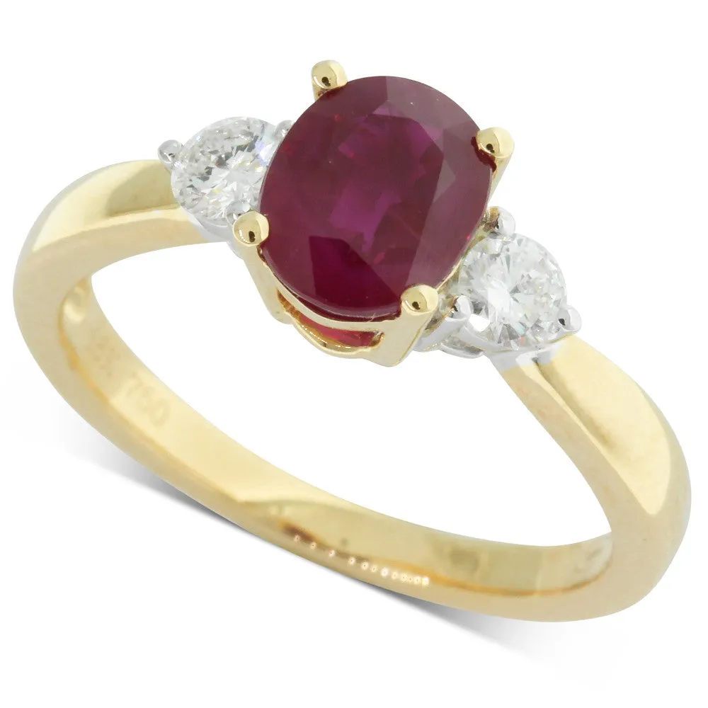 18ct Yellow Gold Ruby And Diamond Ring