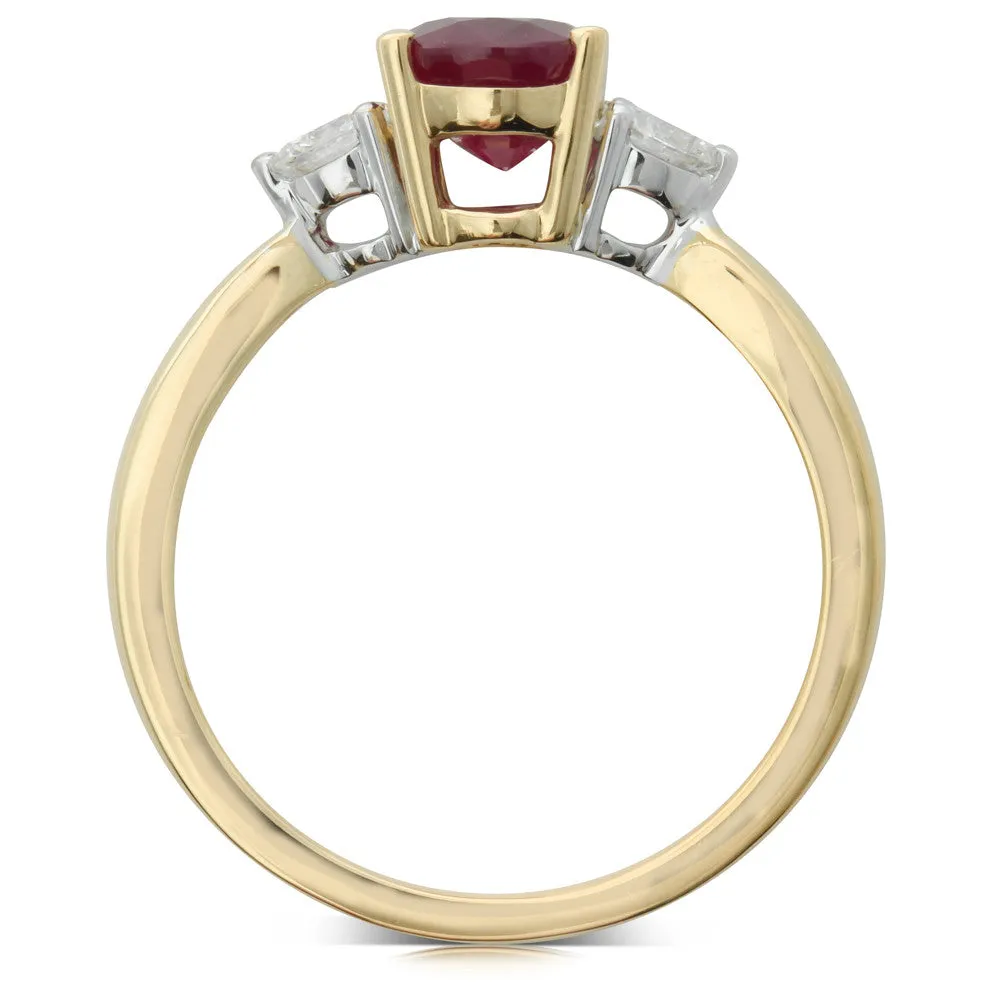 18ct Yellow Gold Ruby And Diamond Ring