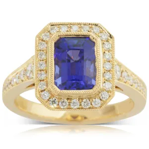 18ct Yellow Gold Tanzanite & Diamond Ring