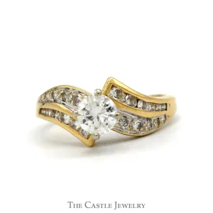 1CTTW Diamond Engagement Ring With .60CT Round Brilliant Cut Center With Round Brilliant Cut Side Diamonds  In 14KT Yellow Gold