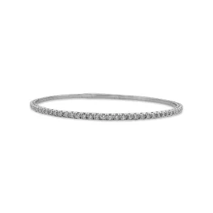 1ctw Round Brilliant Diamond Flex Bangle Bracelet in 14k White Gold