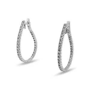 2.50ctw Diamond Inside-Out Curved Hoop Earrings in 14 Karat White Gold