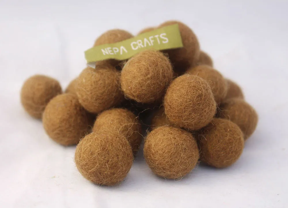 2cm/20mm Felt balls-Blue, Green, Lavender, Brown