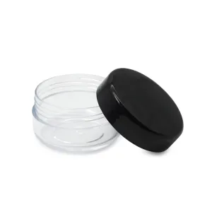 (Ø38mm) 10ml Refillable Cosmetic Container Travel Jar Organizer - Transparent / Black