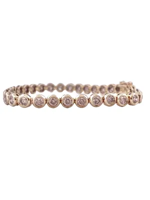 5 Carats Total Weight Diamond Bezel Set 14k Yellow Gold Tennis Bracelet