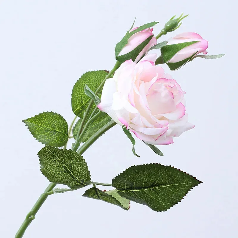 5Pcs Simulation Rose 1 flower 2 Bud Moisturizing Roses Real Touch Artificial  Flowers Home Decoration Wedding Bridal Bouquet