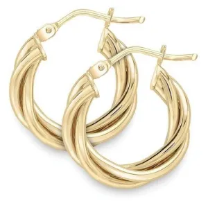 9ct Gold 10mm Twist Hoop Earrings