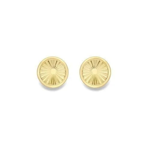 9ct Gold Diamond Cut Button Stud Earrings, Refined Beauty, 5mm, 0.90g, Gift Box Included