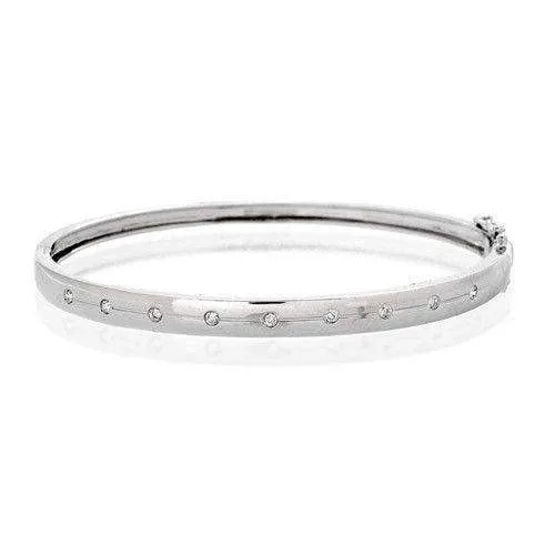 9ct White Gold & Diamonds Bangle - J1096