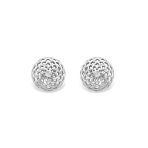 9ct White Gold Filligree Stud Earrings, Ethereal Design, 8mm, 1.20g, Gift box included