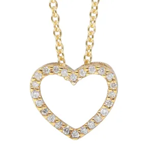 9ct Yellow Gold Diamond Heart Pendant