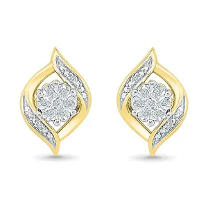 9ct Yellow Gold Diamond Set Stud Earrings