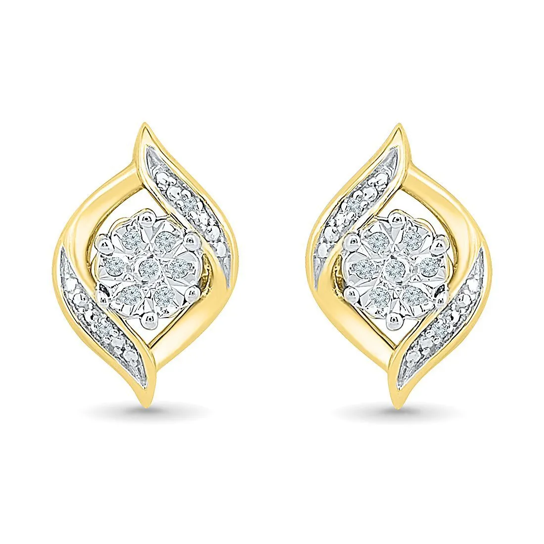 9ct Yellow Gold Diamond Set Stud Earrings