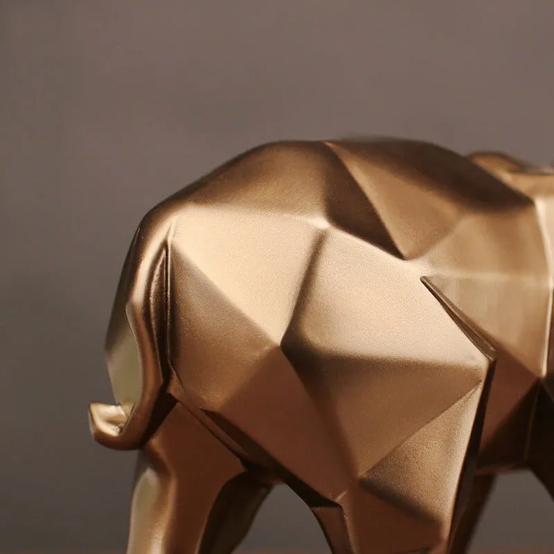 Abstract Geometric Gold Elephant Figurine