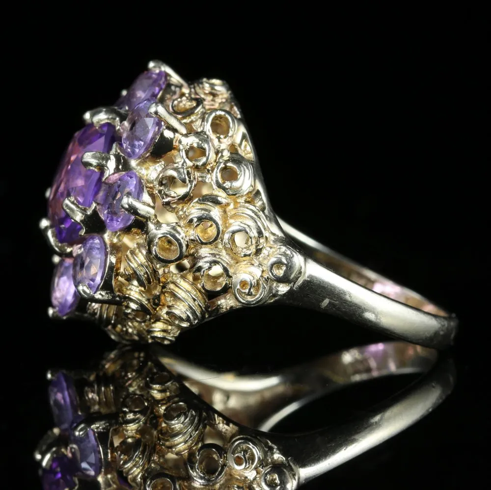 Amethyst Gold Large Cluster Ring 9Ct Gold