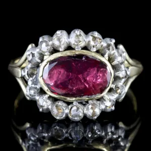 Antique Georgian Flat Cut Garnet Diamond Ring Circa 1750