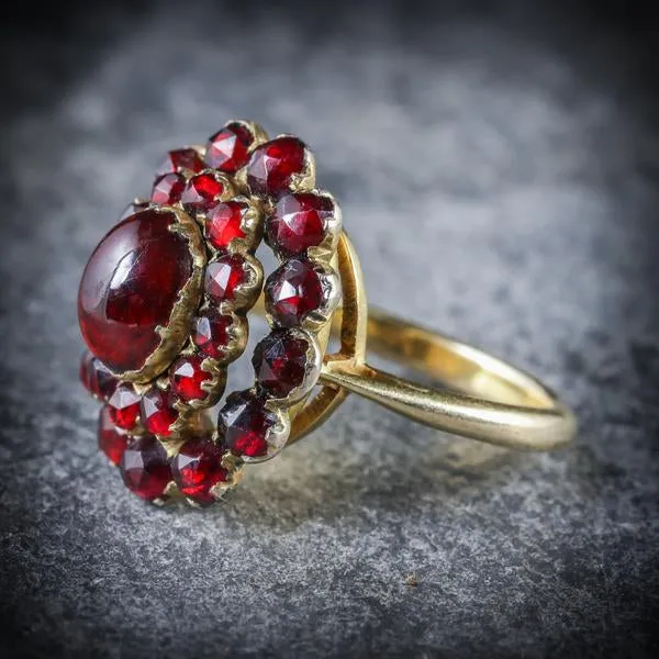 Antique Victorian Bohemian Garnet Ring Circa 1880