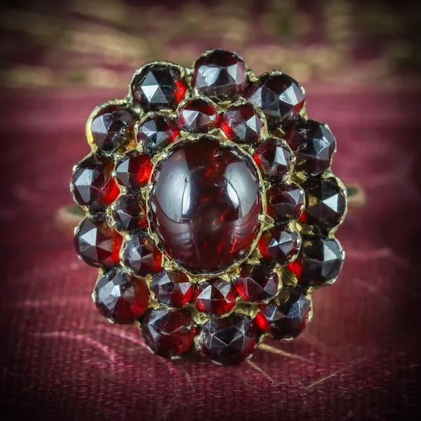 Antique Victorian Bohemian Garnet Ring Circa 1880