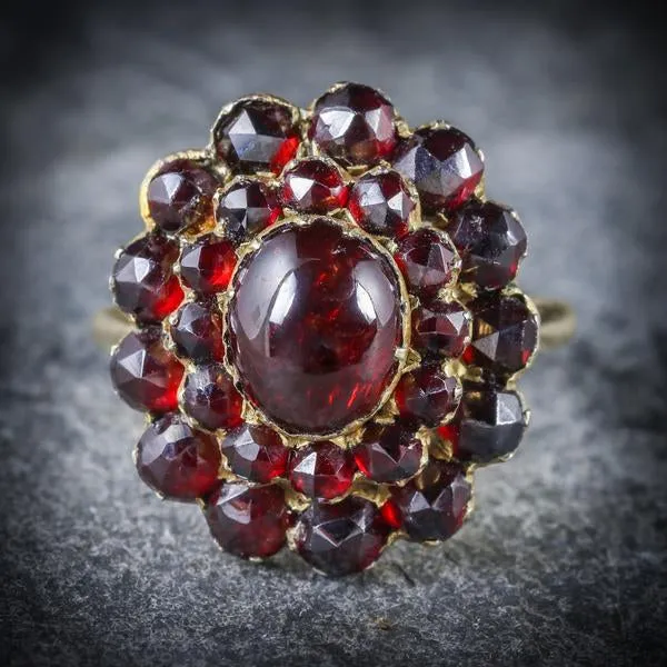 Antique Victorian Bohemian Garnet Ring Circa 1880